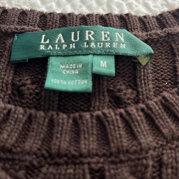Ralph Lauren, Chocolate Brown Cableknit, Crew Neck Pullover Sweater Medium - Picture 9 of 9